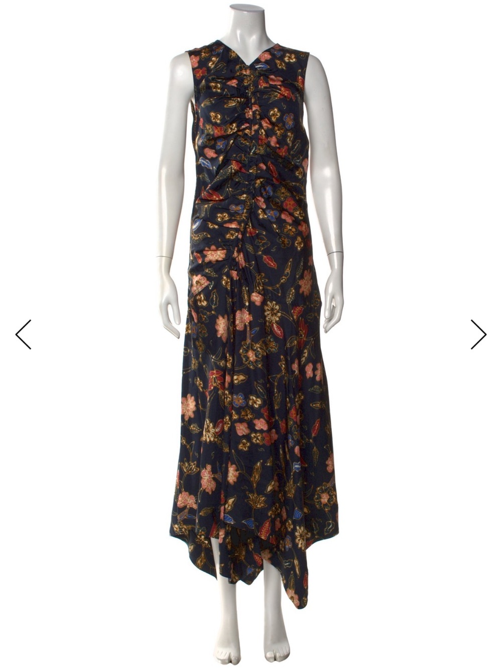 Ulla Johnson Navy Floral Ruched Handkerchief Maxi Dress